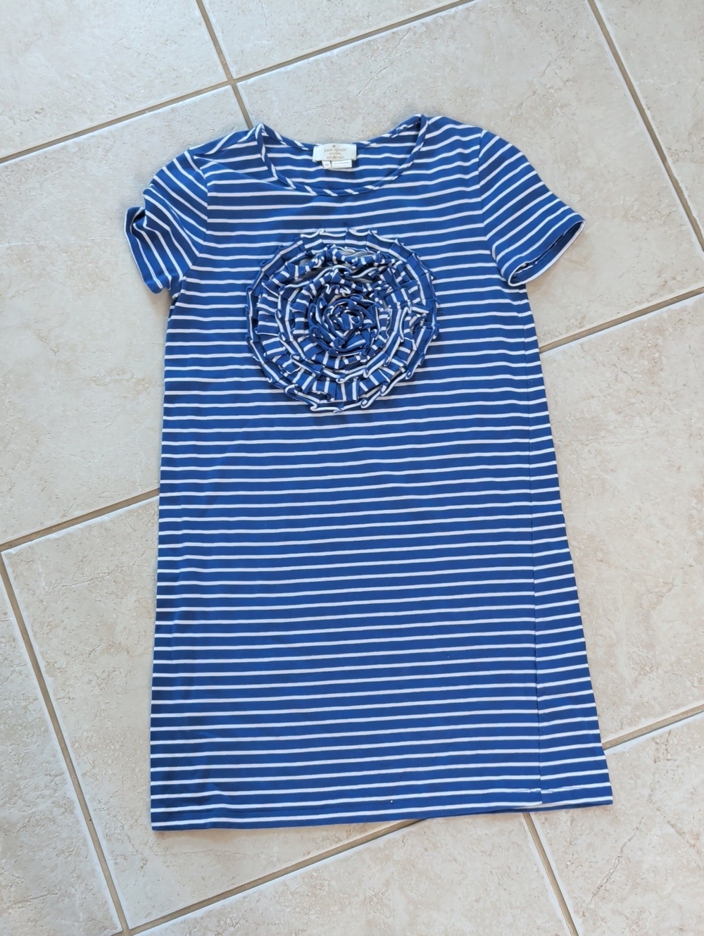 kate spade Blue and White Striped Girls Dress with Rosette Girls Size 12